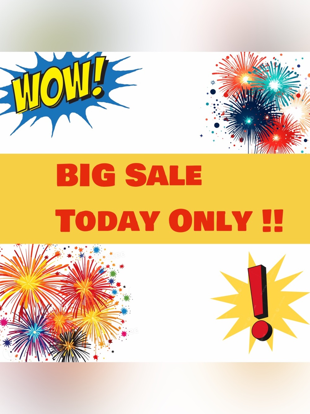 Big Sale Today Only!! Colorful Fireworks Party Banner - White & Yellow
